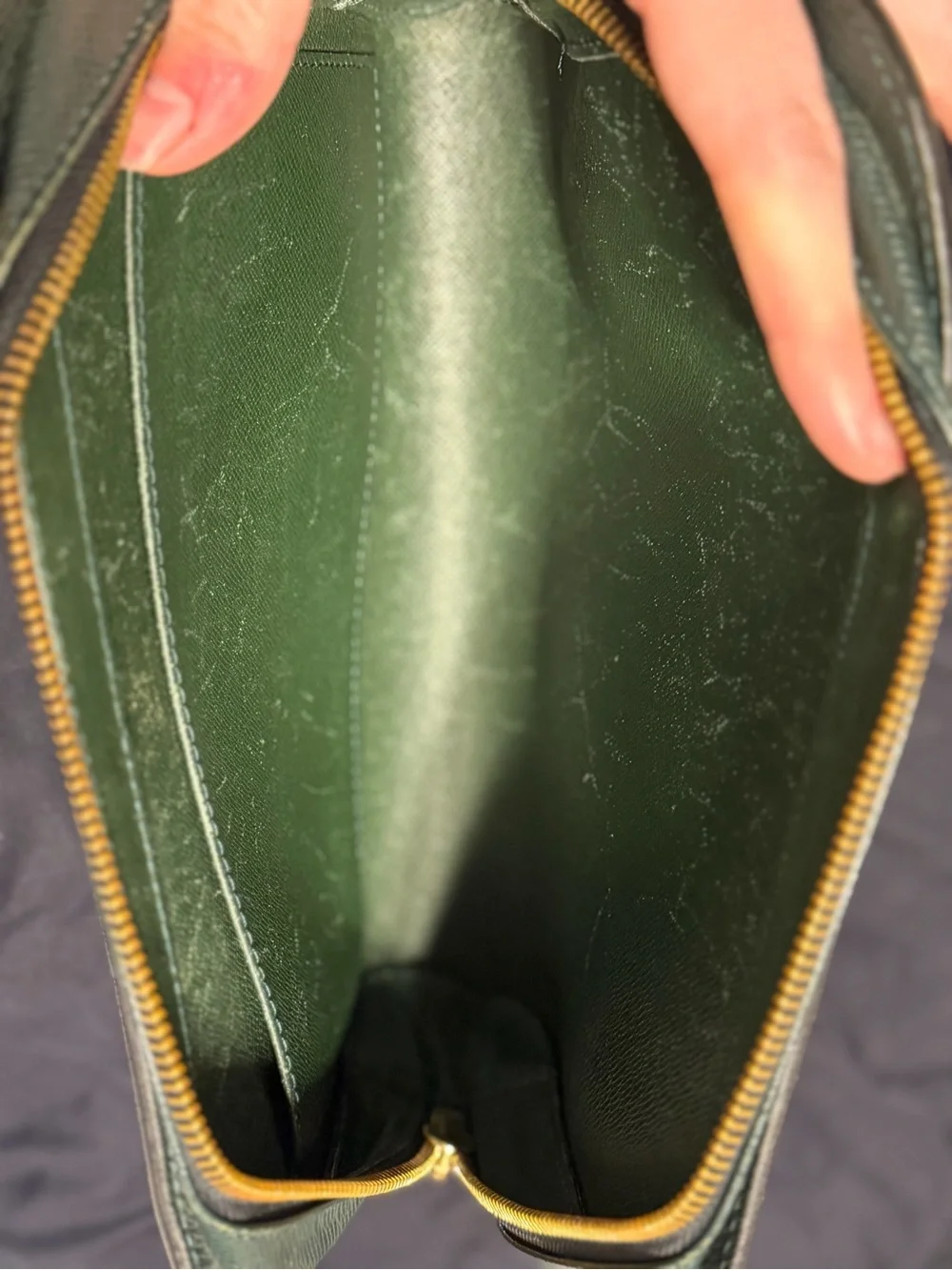 Louis Vuitton - Dark Green Taiga Leather Wristlet